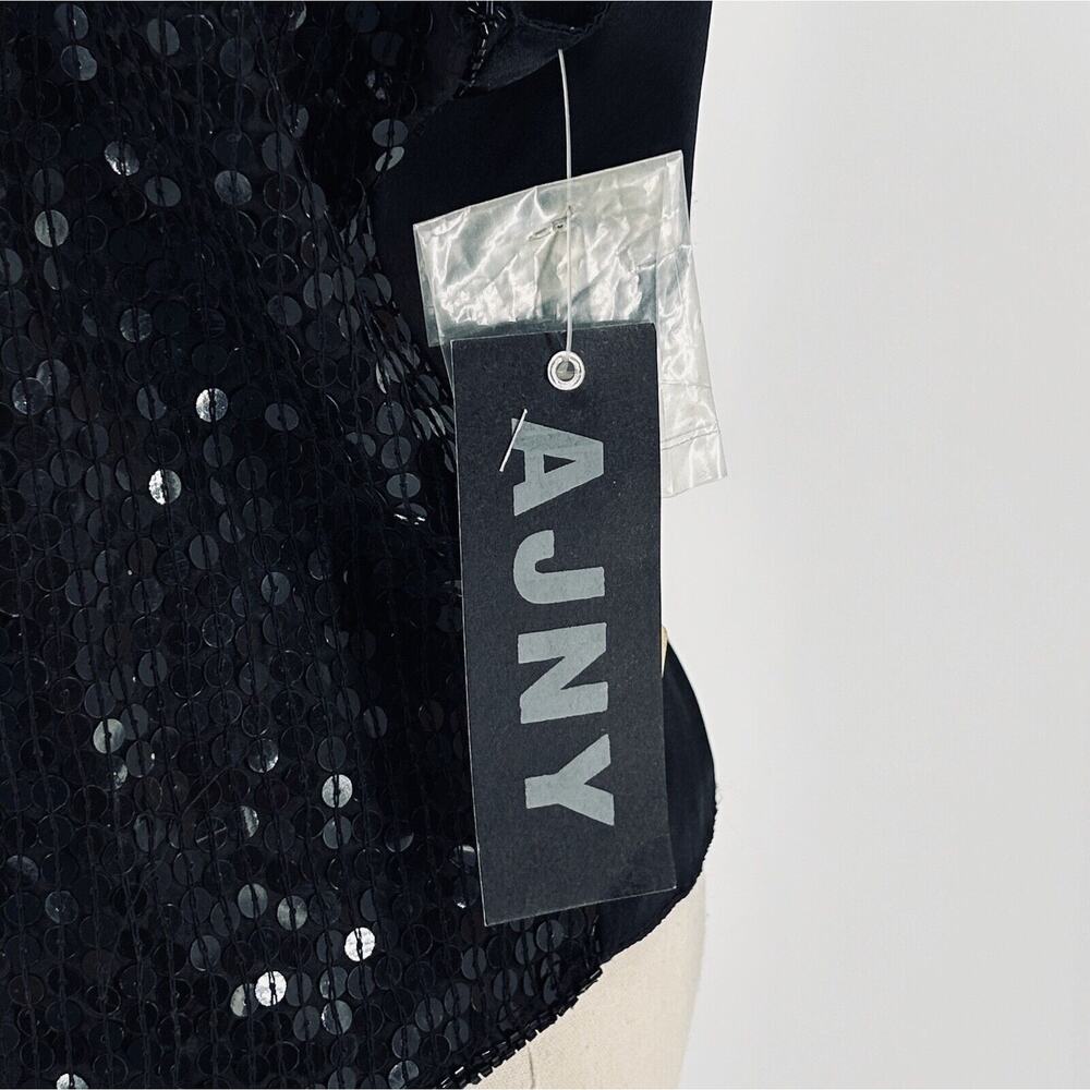 Nwt AJNY Black Elegant Formal Sequin Satin Vest Size M - Picture 8 of 8